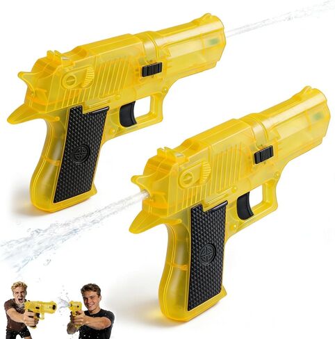2 Pcs Prank Water Gun, Prank Two-Way Water Guns, Prank Water Gun Shoots Backwards, Mini Squirt Guns & Water Pistol for Adults and Kids, Yellow Small Toy Gun for Summer Pool Beach Party Gag Gifts in Kuwait