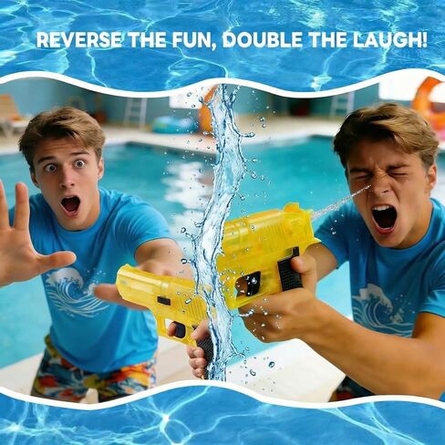 2 Pcs Prank Water Gun, Prank Two-Way Water Guns, Prank Water Gun Shoots Backwards, Mini Squirt Guns & Water Pistol for Adults and Kids, Yellow Small Toy Gun for Summer Pool Beach Party Gag Gifts in Kuwait