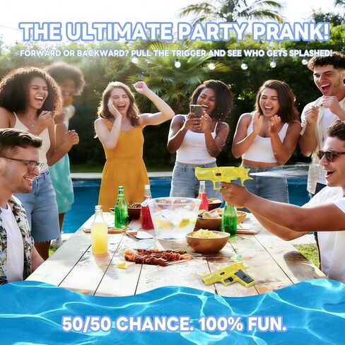 2 Pcs Prank Water Gun, Prank Two-Way Water Guns, Prank Water Gun Shoots Backwards, Mini Squirt Guns & Water Pistol for Adults and Kids, Yellow Small Toy Gun for Summer Pool Beach Party Gag Gifts in Kuwait