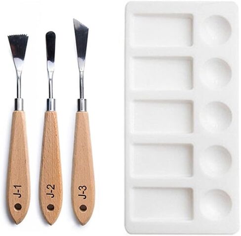 Oil Painting Tool 15-piece Set Special-Shaped Scraper Palette Sponge Seal Wooden Tip Flat Round Peak Water Chalk in Kuwait