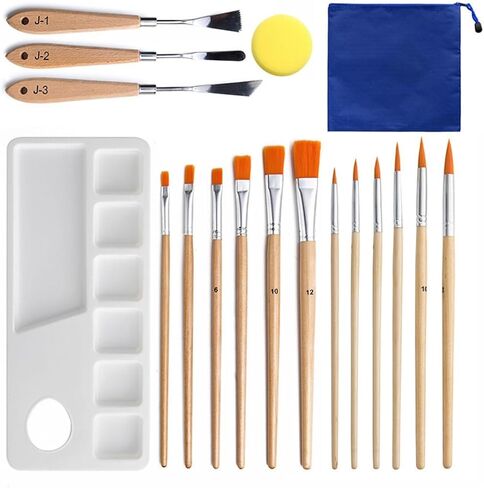 Oil Brush 18-piece Set with Lined Gouache Acrylic Watercolor Palette Painting Supplies in Kuwait