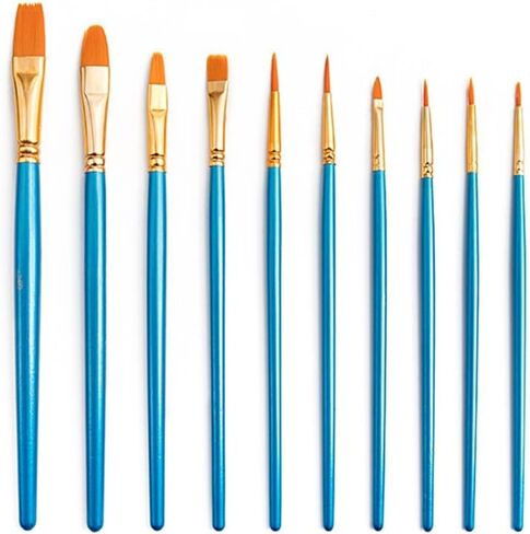 Oil Paintbrush 10 Sets Wood Handle Nylon Wool Watercolor Drawing Pen Hand Art Supplies Painting Tools in Saudi Arabia