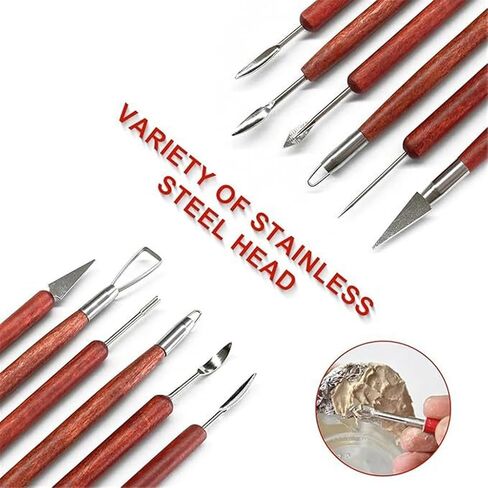 6 Pieces Clay Carving Pottery Tools Sided Set with Redwood Handle for in Kuwait