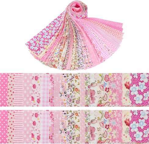 40 Pieces Pink Jelly Roll Cotton Fabric Strips, Pre-Cut Quilting Strips, 2.56×19.69 Inches, for DIY Girls’ Crafts, Doll Clothes, Patchwork in Kuwait