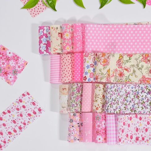 40 Pieces Pink Jelly Roll Cotton Fabric Strips, Pre-Cut Quilting Strips, 2.56×19.69 Inches, for DIY Girls’ Crafts, Doll Clothes, Patchwork in Kuwait
