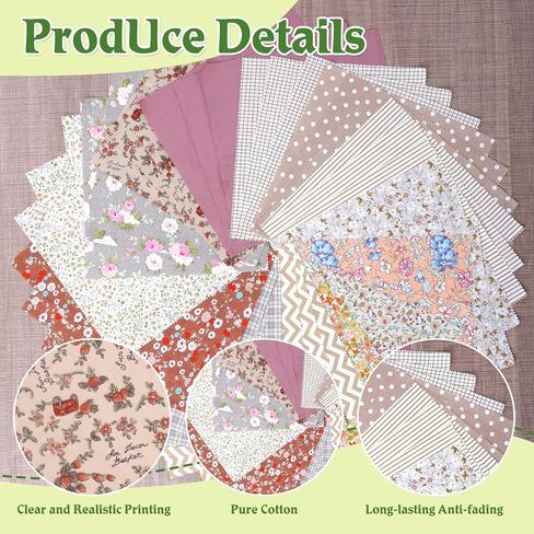 42Pcs Layer Cakes 10 inch Squares for Quilting, Vintage Brown Print Cotton Fabric Squares, Pre-Cut 14 Colors Layer Cake Fabric Quilting Supplies Fabrics Quilt Square Bundles for Sewing Patchwork in Kuwait