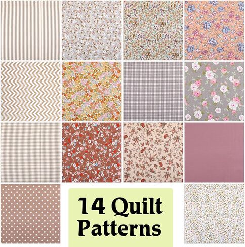 42Pcs Layer Cakes 10 inch Squares for Quilting, Vintage Brown Print Cotton Fabric Squares, Pre-Cut 14 Colors Layer Cake Fabric Quilting Supplies Fabrics Quilt Square Bundles for Sewing Patchwork in Kuwait