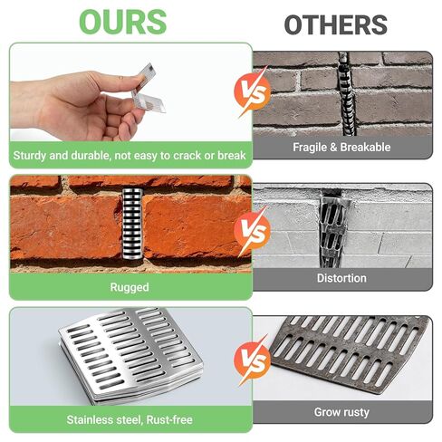 Weep Hole Covers for Brick Walls, 30pcs Stainless Steel, Dense Mesh Blocks Pests, Rustproof for Humid Environment,DIY Easy Installation, Residential Exterior Wall Protection, Breathable in Kuwait