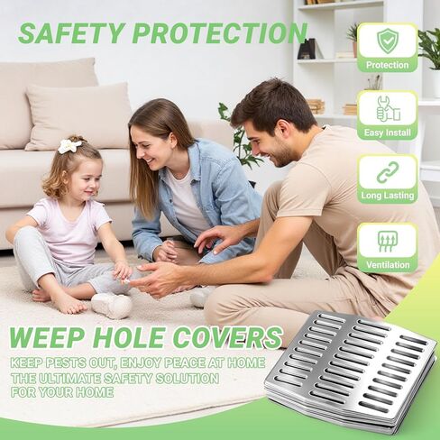 Weep Hole Covers for Brick Walls, 30pcs Stainless Steel, Dense Mesh Blocks Pests, Rustproof for Humid Environment,DIY Easy Installation, Residential Exterior Wall Protection, Breathable in Kuwait