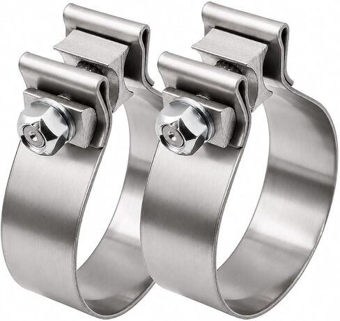 ROADFORMER 3.5 Inch Exhaust Clamp Narrow Band, Stainless Steel Muffler Band Clamp for 3.5" OD-ID Slip Fit Exhaust Pipe, Muffler, Catalytic Converter & Exhaust System Repair, 2 Pack in Kuwait