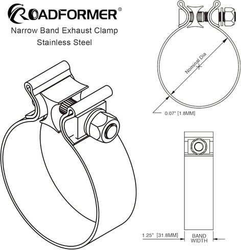 ROADFORMER 3.5 Inch Exhaust Clamp Narrow Band, Stainless Steel Muffler Band Clamp for 3.5" OD-ID Slip Fit Exhaust Pipe, Muffler, Catalytic Converter & Exhaust System Repair, 2 Pack in Kuwait