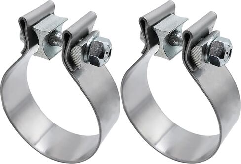 ROADFORMER 3.5 Inch Exhaust Clamp Narrow Band, Stainless Steel Muffler Band Clamp for 3.5" OD-ID Slip Fit Exhaust Pipe, Muffler, Catalytic Converter & Exhaust System Repair, 2 Pack in Kuwait