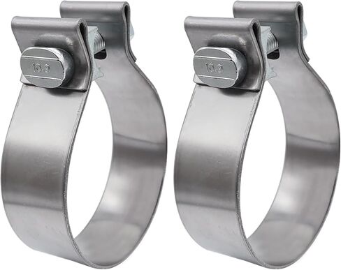 ROADFORMER 3.5 Inch Exhaust Clamp Narrow Band, Stainless Steel Muffler Band Clamp for 3.5" OD-ID Slip Fit Exhaust Pipe, Muffler, Catalytic Converter & Exhaust System Repair, 2 Pack in Kuwait