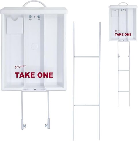 Outdoor Real Estate Brochure Box with Portable Two-Piece Metal Yard Stand Holds 250 Flyers, 60 Business Cards Easy-Install Marketing Display (1 Pack - Black) in Kuwait