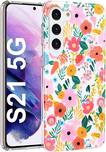 حافظة J.west Galaxy S21 5G 6.2 بوصة، لامعة فاخرة وشفافة شفافة أوبال لؤلؤية رقيقة تصميم لامع طباعة جرافيك غطاء سيليكون ناعم للنساء الفتيات حافظة هاتف واقية رفيعة من مادة TPU ملونة in Saudi Arabia