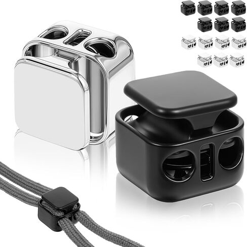 16PCS Metal Heavy Duty Cord Locks, 4mm Double Hole Cord Locks for Drawstrings Draw String Clip Toggles Cords Lock End Paracord Lock Stopper Fastener Toggles for Shoelaces Drawstring Paracord in Kuwait