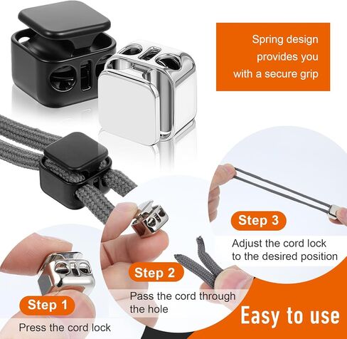 16PCS Metal Heavy Duty Cord Locks, 4mm Double Hole Cord Locks for Drawstrings Draw String Clip Toggles Cords Lock End Paracord Lock Stopper Fastener Toggles for Shoelaces Drawstring Paracord in Kuwait