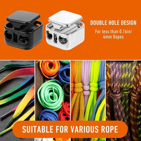 16PCS Metal Heavy Duty Cord Locks, 4mm Double Hole Cord Locks for Drawstrings Draw String Clip Toggles Cords Lock End Paracord Lock Stopper Fastener Toggles for Shoelaces Drawstring Paracord in Kuwait