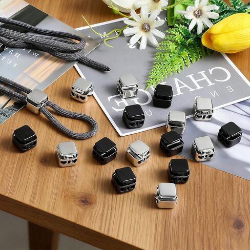 16PCS Metal Heavy Duty Cord Locks, 4mm Double Hole Cord Locks for Drawstrings Draw String Clip Toggles Cords Lock End Paracord Lock Stopper Fastener Toggles for Shoelaces Drawstring Paracord in Kuwait