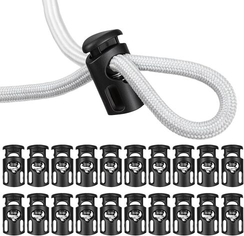 20 Pcs Paracord Cord Locks for Drawstring, Plastic Cord Lock Shoe Lace Tie Locks, Toggle Stopper Spring Clasp for Hoodie Shoelaces String Ends Sneakers Cloth Backpacks Clips Replacement in Kuwait
