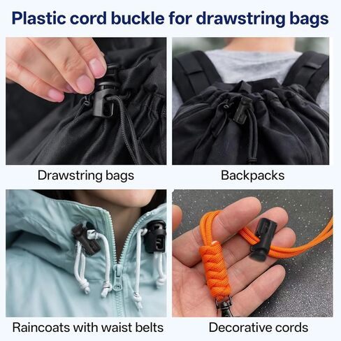 20 Pcs Paracord Cord Locks for Drawstring, Plastic Cord Lock Shoe Lace Tie Locks, Toggle Stopper Spring Clasp for Hoodie Shoelaces String Ends Sneakers Cloth Backpacks Clips Replacement in Kuwait
