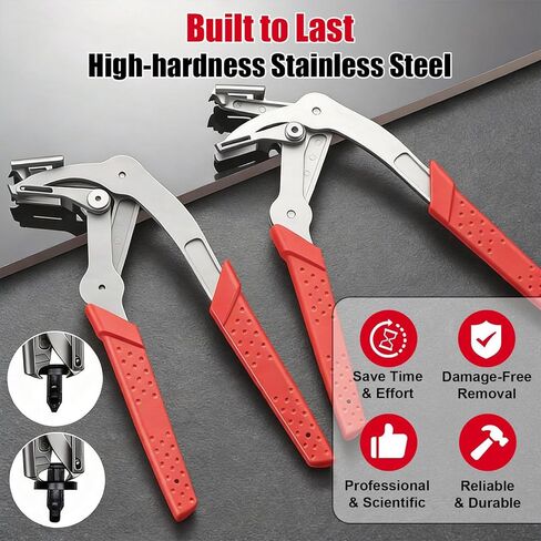 Car Clip Pliers & Trim Removal Tool,Spring-Loaded Fastener Remover Tool with Non-Slip Grip,Professional Multi-Functional Panel Removal Pliers for Car Interior, Door Panel Disassembly Without Damage in Kuwait