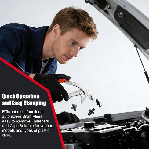 Car Clip Pliers & Trim Removal Tool,Spring-Loaded Fastener Remover Tool with Non-Slip Grip,Professional Multi-Functional Panel Removal Pliers for Car Interior, Door Panel Disassembly Without Damage in Kuwait
