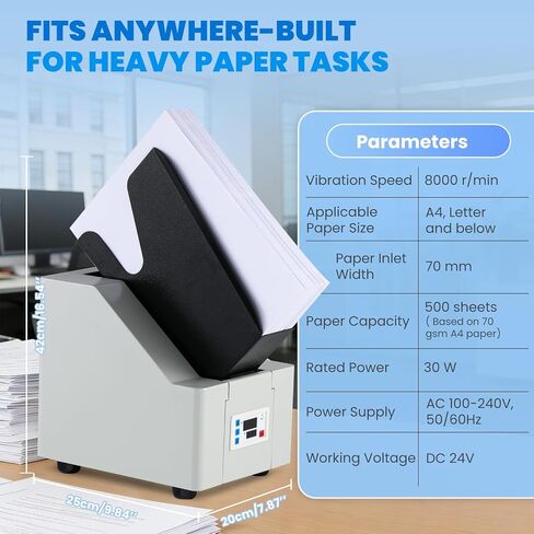 Mxmoonant Desktop Paper Jogger 70 مم، سعة كبيرة 500 ورقة، لوحة تحكم رقمية، حجم A4/Letter/A5 لتشطيب الورق للمكتب in Kuwait
