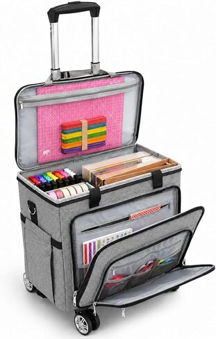 Rolling Teacher Tote Bag with Wheels Craft Storage Organizer Bag, Portable Wheeled Craft Cart for Teacher Art Office Scrapbook Supplies, Heavy Duty Multi-Purpose Rolling Tote Grey in Kuwait