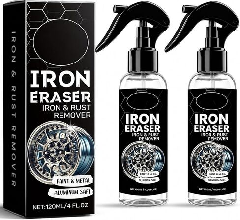 Iron Eraser Iron and Rust Remover Spray, Iron Powder Fallout Cleaner for Automotive Paint & Wheels, Professional Surface Decontamination, 2PCS in Kuwait
