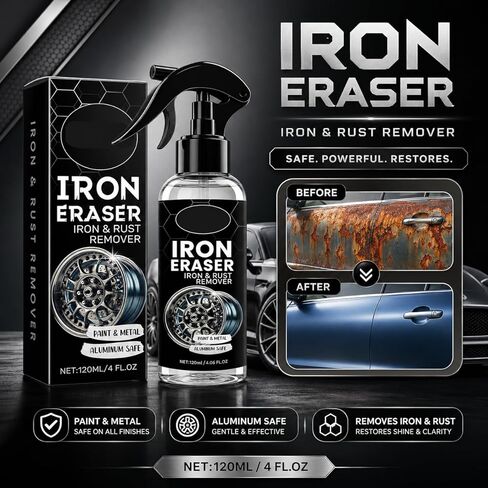 Iron Eraser Iron and Rust Remover Spray, Iron Powder Fallout Cleaner for Automotive Paint & Wheels, Professional Surface Decontamination, 2PCS in Kuwait