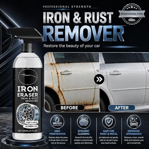 Iron Eraser Iron and Rust Remover Spray, Iron Powder Fallout Cleaner for Automotive Paint & Wheels, Professional Surface Decontamination, 2PCS in Kuwait