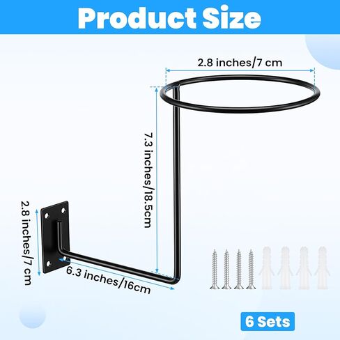 6Pcs Helmet Hanger, Wall Mount Motorcycle Helmet Rack, Ball Hat Rack, Sturdy Steel Wall Mount, Multifunctional Display Hook Stand for Cap Hat Wig Riding Jacket Coat in Kuwait