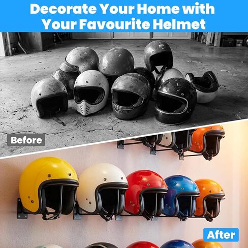 6Pcs Helmet Hanger, Wall Mount Motorcycle Helmet Rack, Ball Hat Rack, Sturdy Steel Wall Mount, Multifunctional Display Hook Stand for Cap Hat Wig Riding Jacket Coat in Kuwait