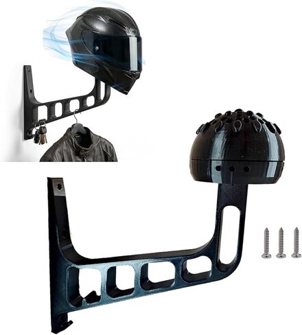 Helmet Dryer and Motorcycle Helmet Wall Mount with Ventilation Fan, Rechargeable Helmet Rack Wall Mount Gear Hook, Helmet Cleaner Storage for Football, Hockey & Firefighter Helmets in Kuwait