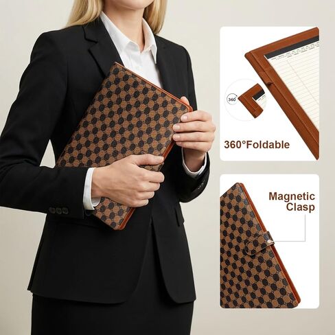 Professional Padfolio Portfolio Binder, Leather Business Portfolio Organizer for Men & Women, Includes File Pockets, Card Holders, Pen Loop & Resume Holder for Interviews in Kuwait