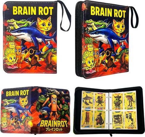 غلاف بطاقات التداول الإيطالي Brainrot 4 جيوب 400 جيب بسحاب ألبوم بطاقات لبطاقات Brainrot، حامل تخزين بطاقات مقاوم للماء مع أكمام قابلة للإزالة (1-أزرق) in Kuwait
