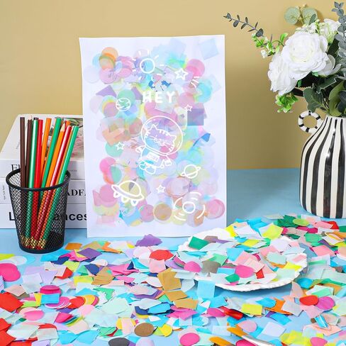 16000 Pcs Bleeding Tissue Paper 1 Inch Squares and Round Watercolor Bleeding Paper for Art Wet Strength Tissue for DIY Projects Scrapbooking Greeting Cards (Multicolor) in Kuwait