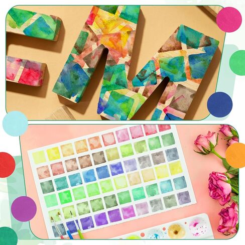 16000 Pcs Bleeding Tissue Paper 1 Inch Squares and Round Watercolor Bleeding Paper for Art Wet Strength Tissue for DIY Projects Scrapbooking Greeting Cards (Multicolor) in Kuwait