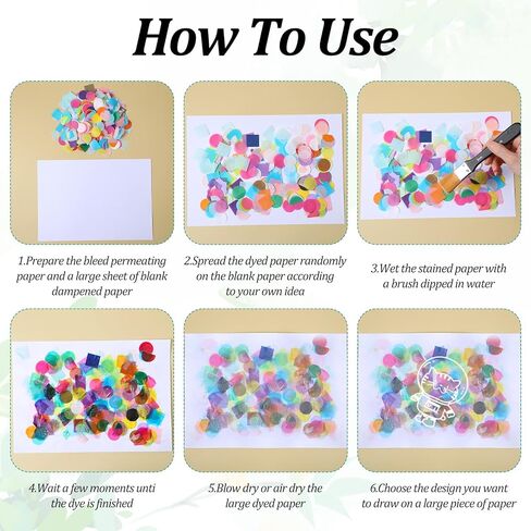 16000 Pcs Bleeding Tissue Paper 1 Inch Squares and Round Watercolor Bleeding Paper for Art Wet Strength Tissue for DIY Projects Scrapbooking Greeting Cards (Multicolor) in Kuwait