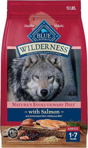 Blue Buffalo Wilderness High Protein Natural Adult Dry Dog Food plus Wholesome Grains, Salmon 13 lb bag in Saudi Arabia