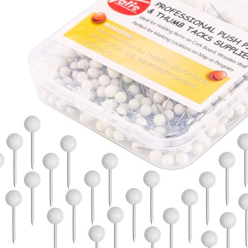 Push Pins Map Tacks 1/8-Inch Assorted Color Beads Head Map Marking Push Pins,500-count (White) in Kuwait