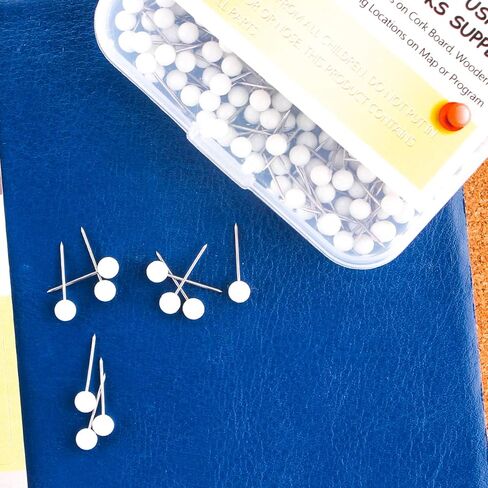 Push Pins Map Tacks 1/8-Inch Assorted Color Beads Head Map Marking Push Pins,500-count (White) in Saudi Arabia
