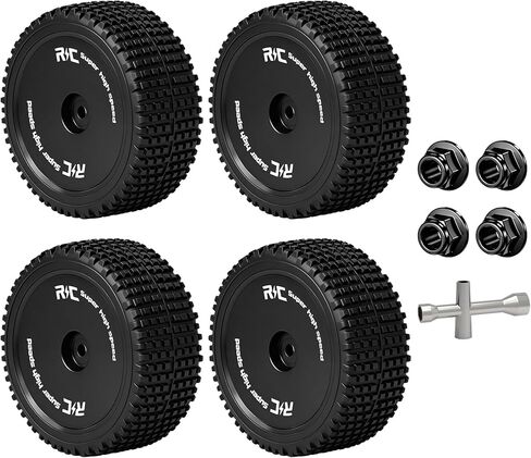 Hosim 4pcs 12mm Hex Wheels & Tires All-Terrain Tires for 1/14 RC Truck, Traxxas, ARRMA Mojave GROM,MJX Hyper Go 14301 14302 14303,Tamiya Kyosho HPI, Hosim M12 M13 M14 Rubber Wheels Replacement in Saudi Arabia
