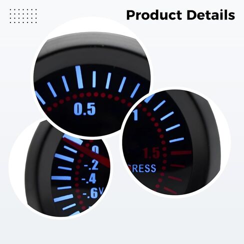 2 in 52 Mm Turbo Gauge 0-14.5 Psi, Black Housing Car Meter, 12V Mechanical Gauge in Kuwait