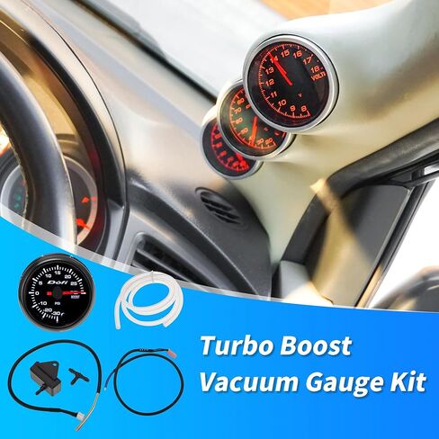 52mm Turbo Boost Vacuum Gauge Kit 0-30Psi -30-0Inhg Range Black Housing Multicolor Backlight 12v Turbo Boost Gauge للسيارات مؤشر القرص الأسود للقراءة in Kuwait