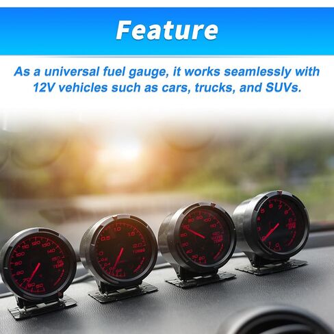 52mm Turbo Boost Vacuum Gauge Kit 0-30Psi -30-0Inhg Range Black Housing Multicolor Backlight 12v Turbo Boost Gauge للسيارات مؤشر القرص الأسود للقراءة in Kuwait