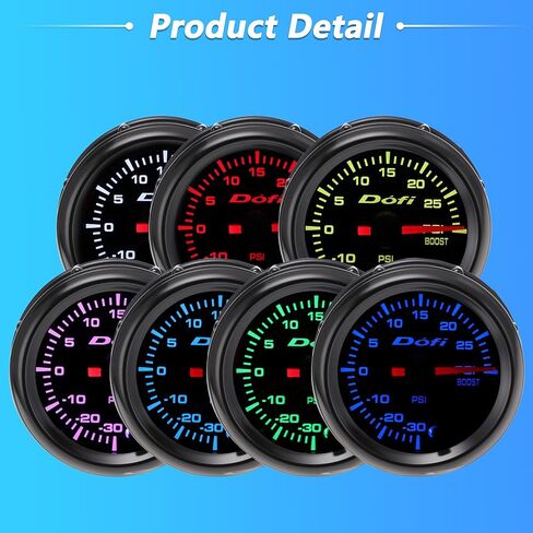 52mm Turbo Boost Vacuum Gauge Kit 0-30Psi -30-0Inhg Range Black Housing Multicolor Backlight 12v Turbo Boost Gauge للسيارات مؤشر القرص الأسود للقراءة in Kuwait