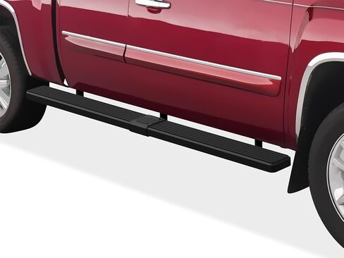 APS 5in عجلة إلى عجلة قضبان Nerf سوداء من الفولاذ المقاوم للصدأ متوافقة مع Silverado Sierra Double Cab 5.5ft Bed 99-13 in Kuwait