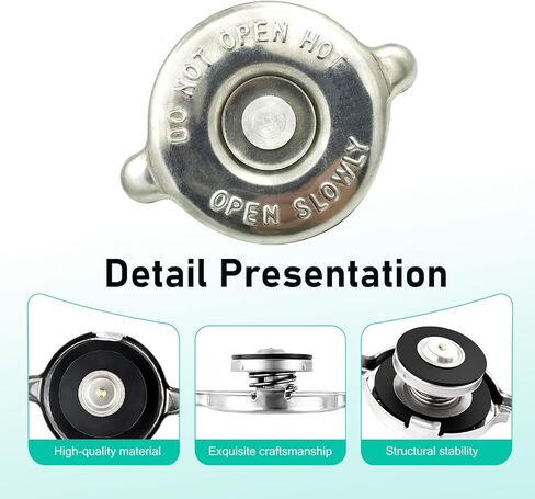 غطاء مشعاع 16PSI، غطاء مانع تسرب المحرك من الفولاذ المقاوم للصدأ، غطاء مشعاع مقاوم للصدأ والتسرب، لختم دائم لمبرد المحرك، غطاء خزان مياه آمن عالمي، لمعظم السيارات (فضي) in Kuwait